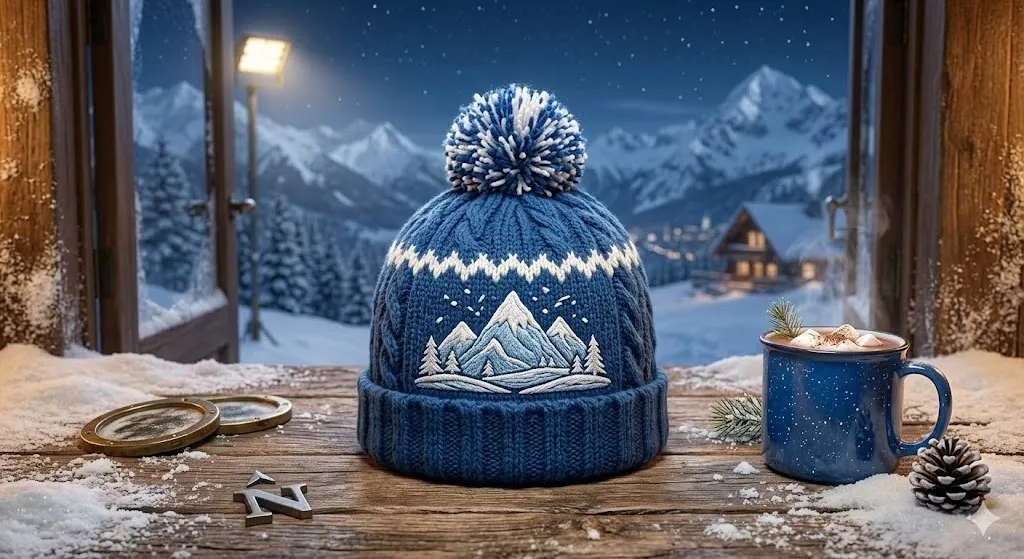 Warm knitted beanie hat for winter custom embroidery